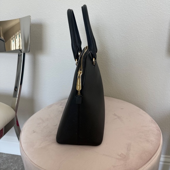 Michael Kors Saffiano Leather Dome Satchel – Black with Gold Hardware - Picture 4 of 6